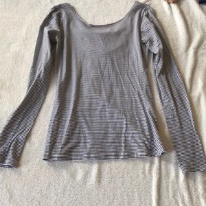 Striped open back long sleeved top